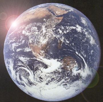 earth with sun burst